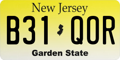 NJ license plate B31QOR