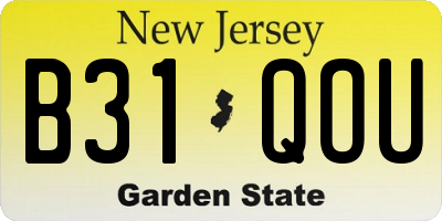 NJ license plate B31QOU