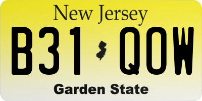 NJ license plate B31QOW