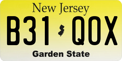 NJ license plate B31QOX
