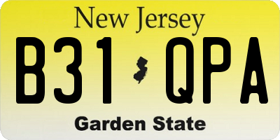 NJ license plate B31QPA