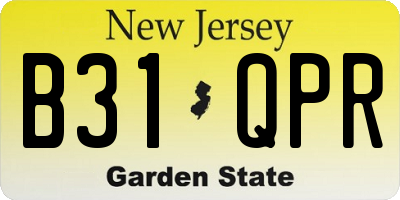 NJ license plate B31QPR