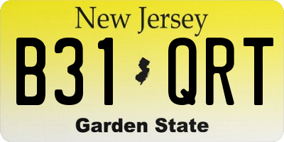 NJ license plate B31QRT