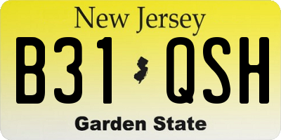 NJ license plate B31QSH