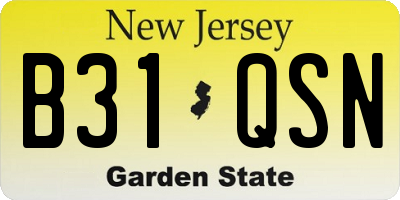 NJ license plate B31QSN
