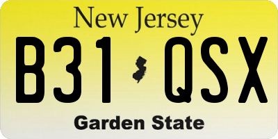 NJ license plate B31QSX
