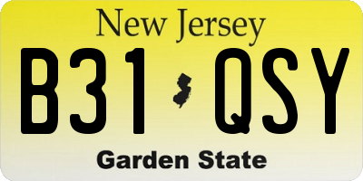NJ license plate B31QSY