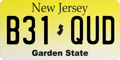 NJ license plate B31QUD