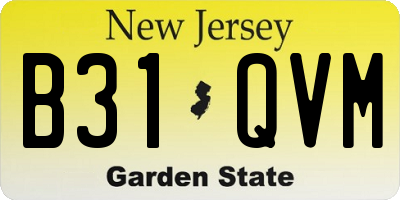 NJ license plate B31QVM
