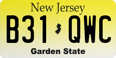 NJ license plate B31QWC
