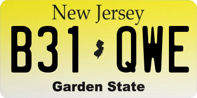 NJ license plate B31QWE