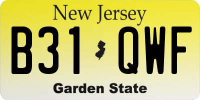 NJ license plate B31QWF