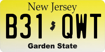 NJ license plate B31QWT