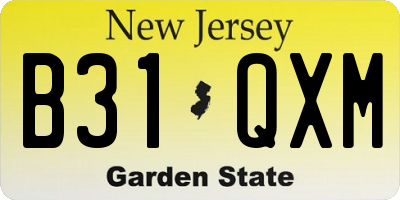 NJ license plate B31QXM