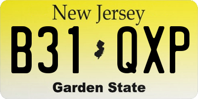 NJ license plate B31QXP
