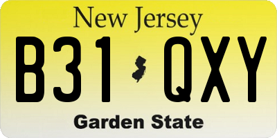 NJ license plate B31QXY