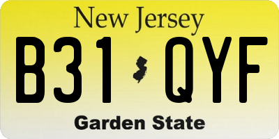 NJ license plate B31QYF