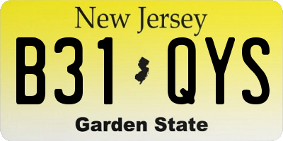 NJ license plate B31QYS