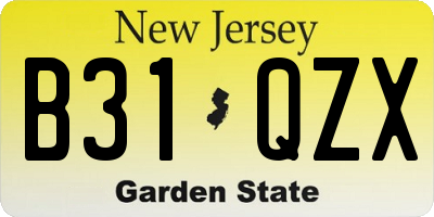 NJ license plate B31QZX
