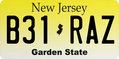 NJ license plate B31RAZ