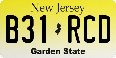 NJ license plate B31RCD