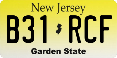 NJ license plate B31RCF