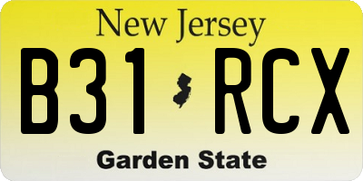 NJ license plate B31RCX