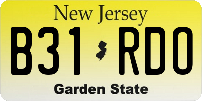 NJ license plate B31RDO