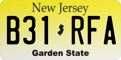 NJ license plate B31RFA