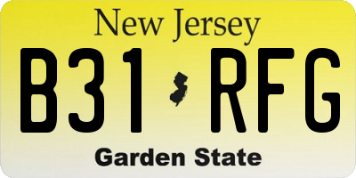 NJ license plate B31RFG