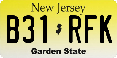NJ license plate B31RFK