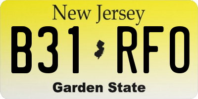 NJ license plate B31RFO