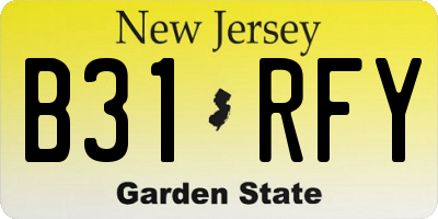 NJ license plate B31RFY