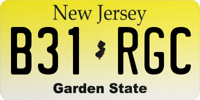 NJ license plate B31RGC