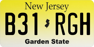 NJ license plate B31RGH