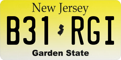 NJ license plate B31RGI