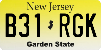 NJ license plate B31RGK