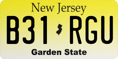 NJ license plate B31RGU