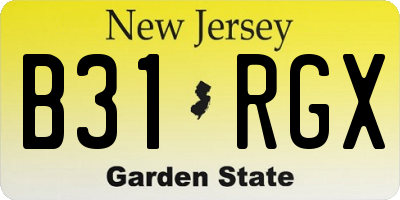 NJ license plate B31RGX