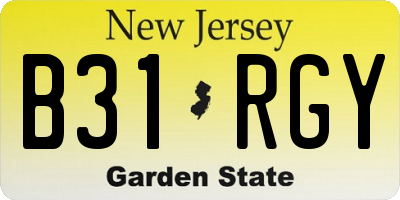 NJ license plate B31RGY