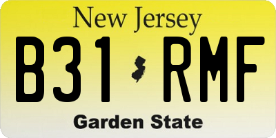 NJ license plate B31RMF