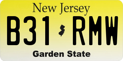 NJ license plate B31RMW