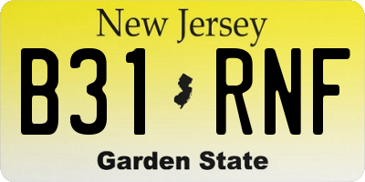 NJ license plate B31RNF