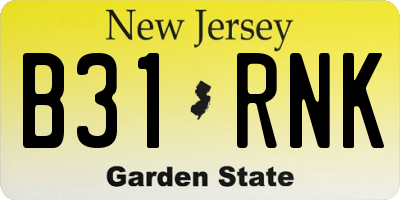 NJ license plate B31RNK