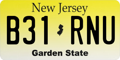 NJ license plate B31RNU