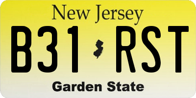 NJ license plate B31RST