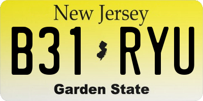 NJ license plate B31RYU