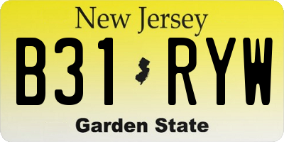 NJ license plate B31RYW