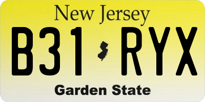 NJ license plate B31RYX