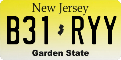NJ license plate B31RYY